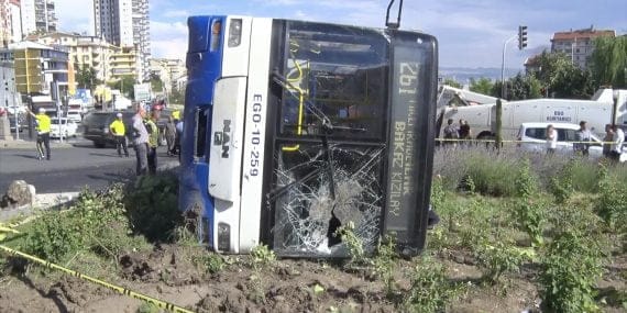 Ankara’da EGO otobüsünün devrildiği anın görüntülerine ulaşıldı