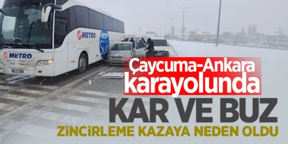 Çaycuma’da Zincirleme Trafik Kazası, 2 Otomobil Otobüse Çarptı